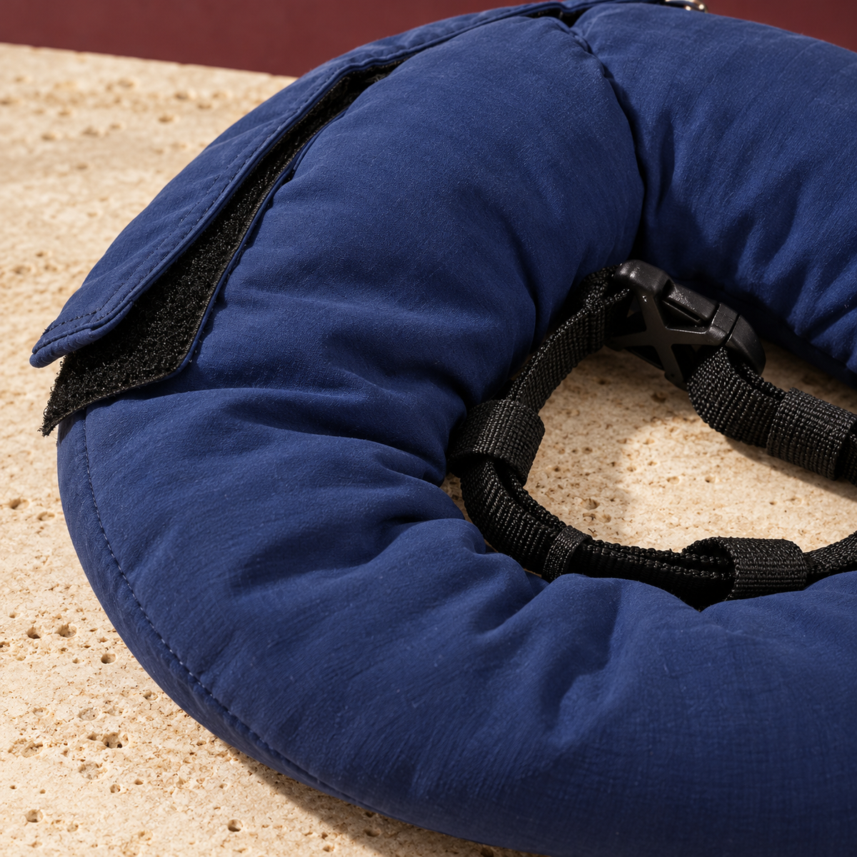 Padded Fence Guard Dog Collar in Blue — close-up detail
