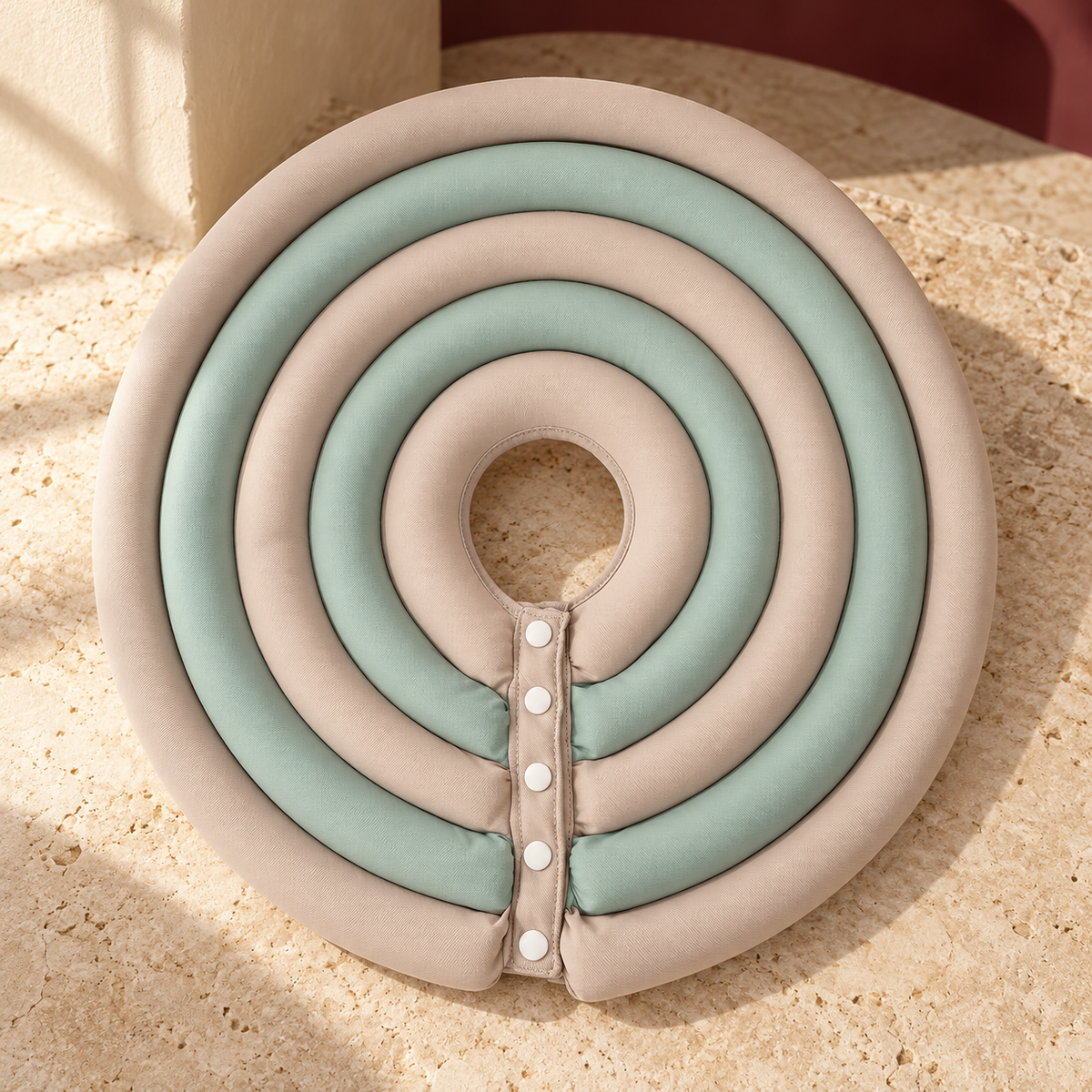 Beige / Green layered soft recovery cone