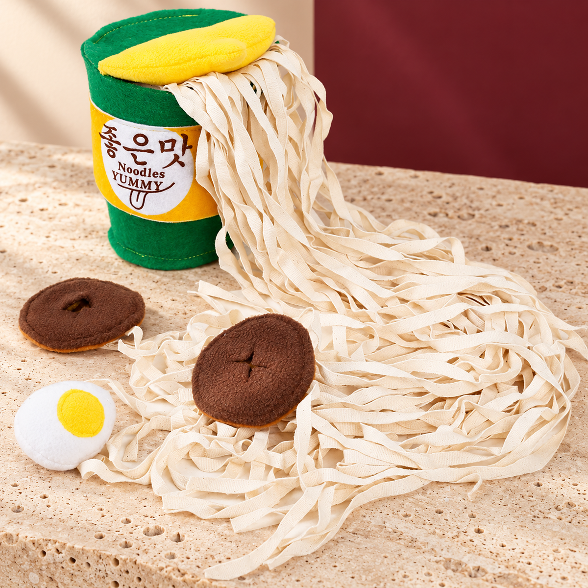 Ramen Cup Dog Snuffle Toy in Green — product view
