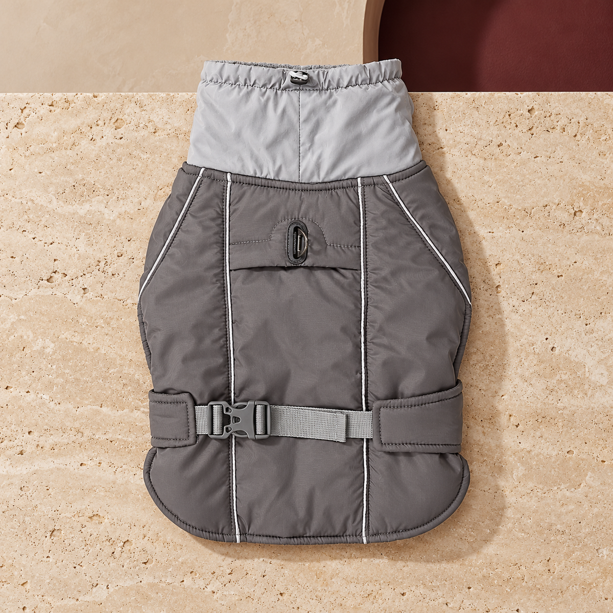 Reflective High Collar Dog Vest in Gray — product view