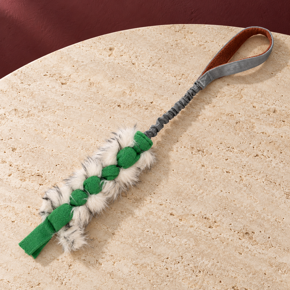 Textured Handle Dog Tug Toy in Green — product view