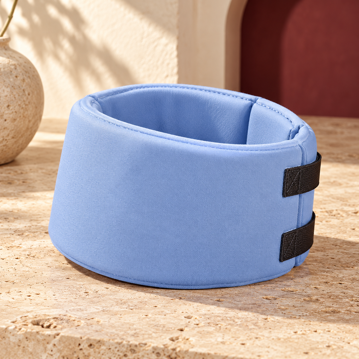 Soft Padded Dog Neck Collar showing its construction and fastening details