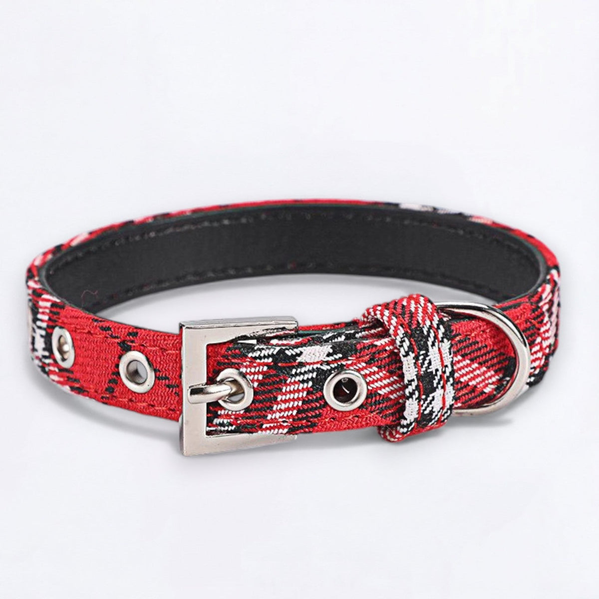 Classic plaid adjustable dog collar