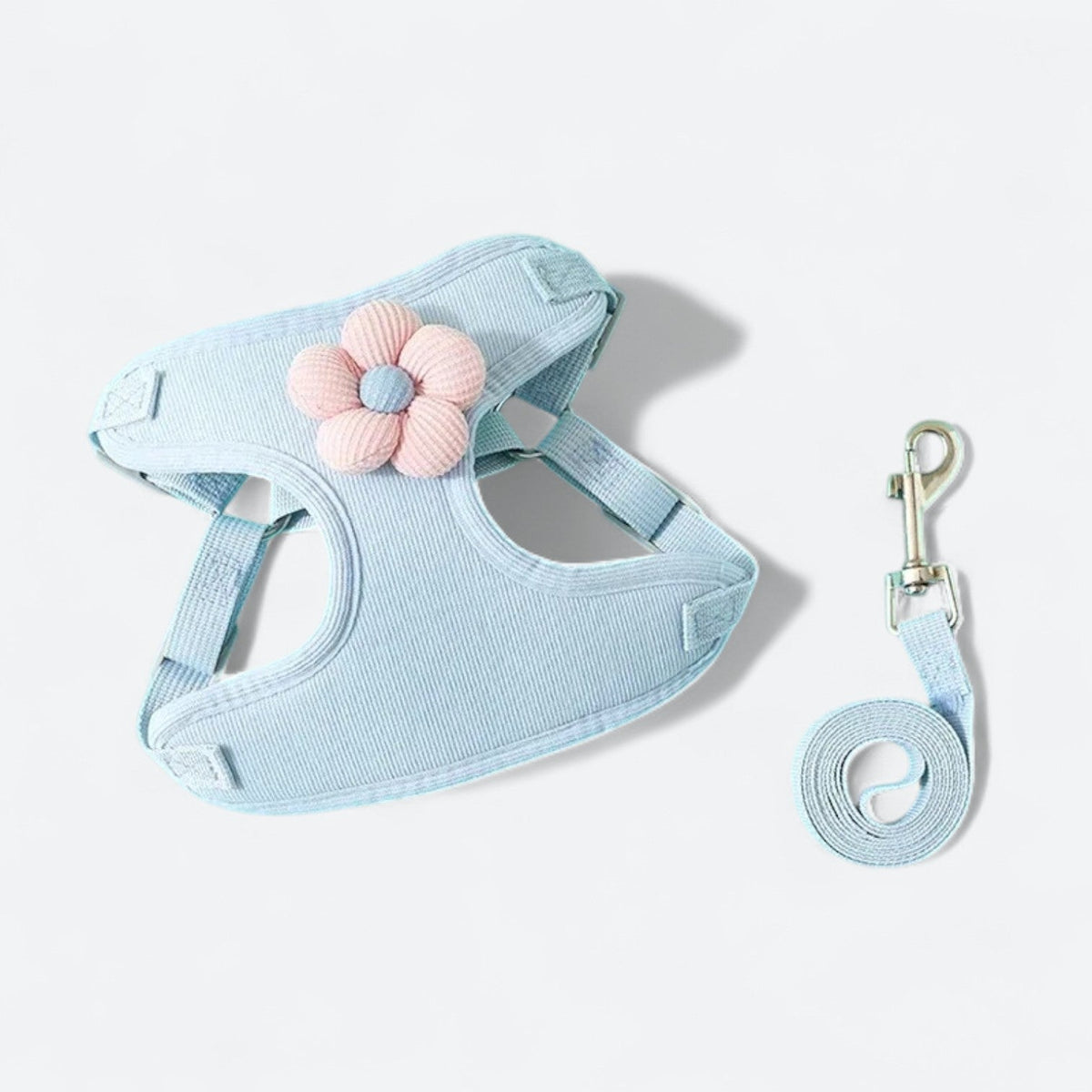Cute flower dog harness and leash set