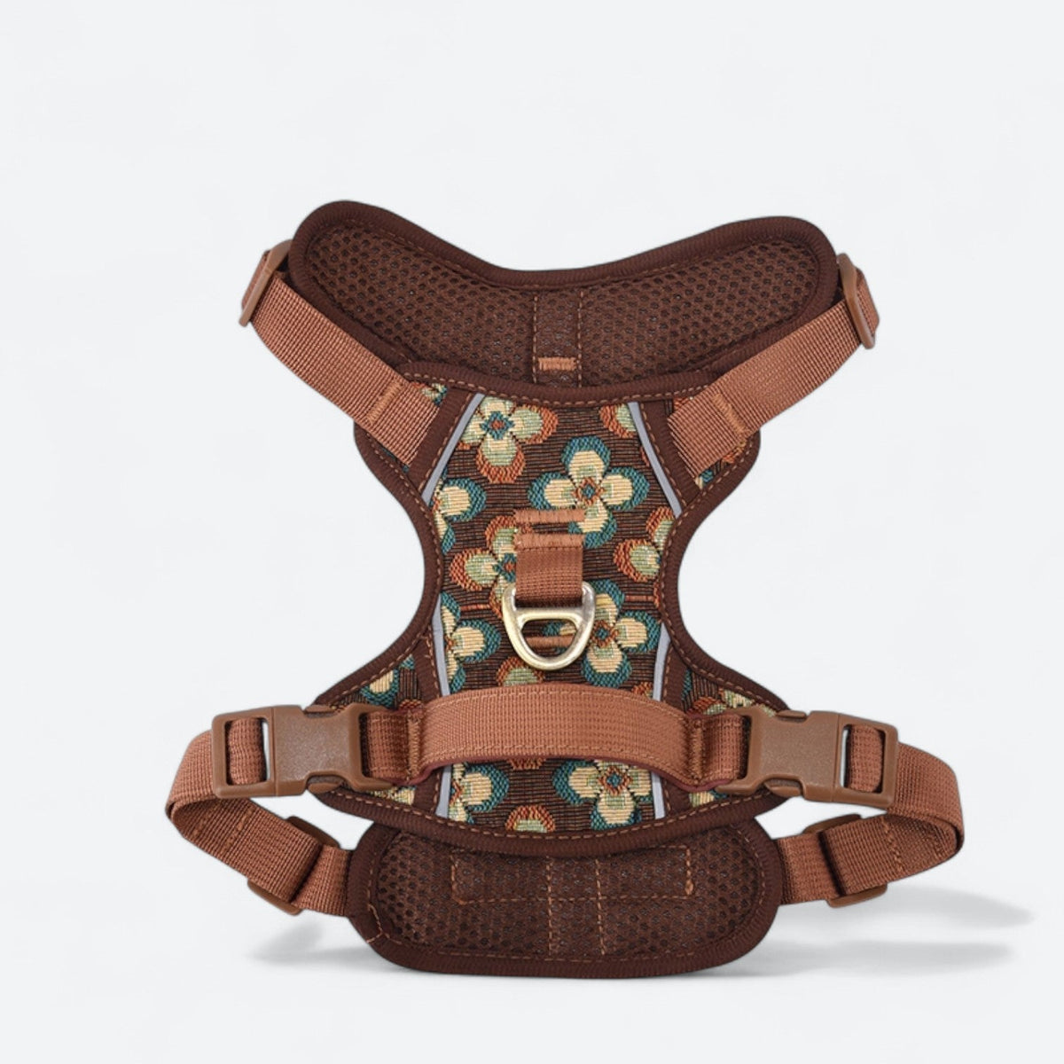 Floral padded dog harness and leash set