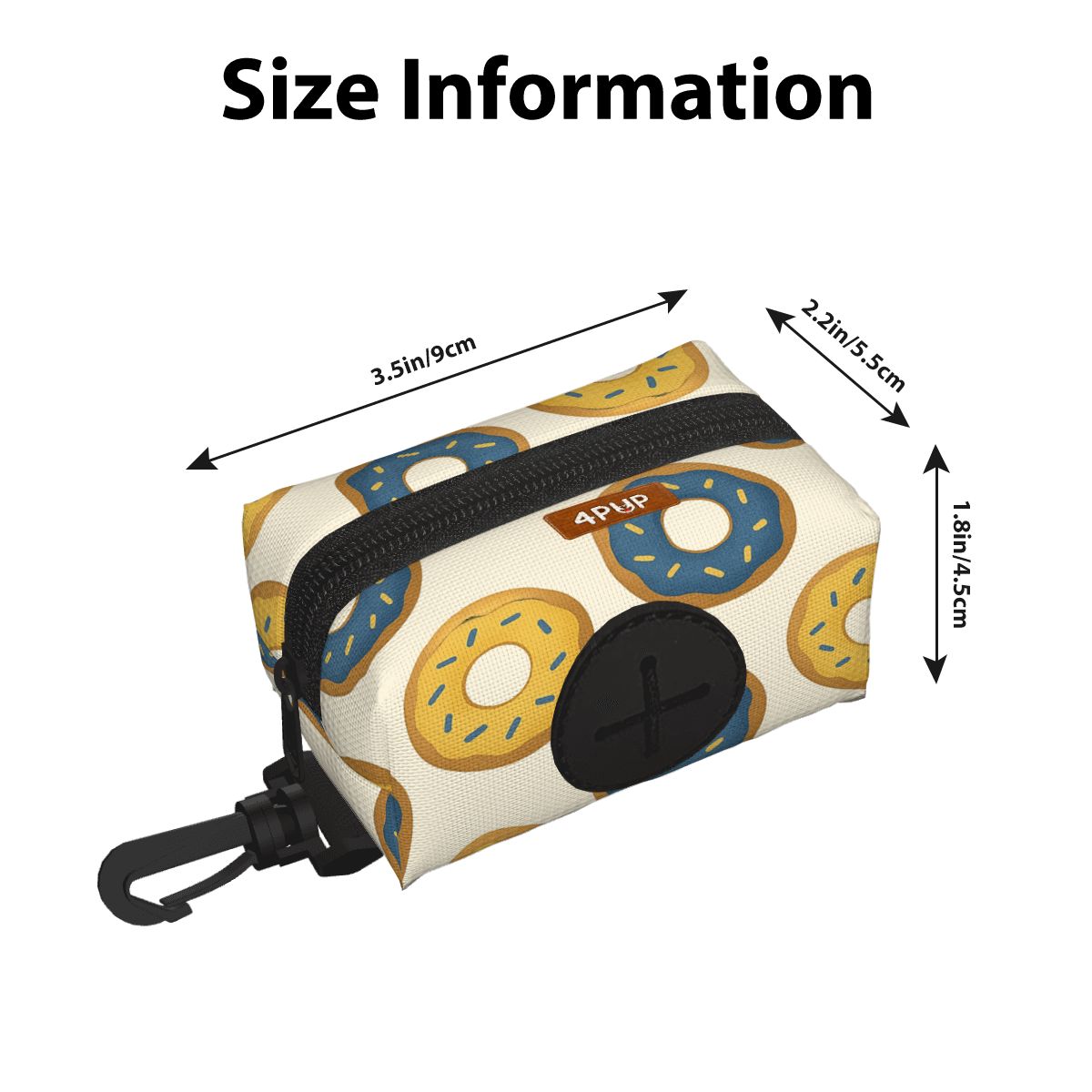 'Luna' Dog Poop Bag Holder size info