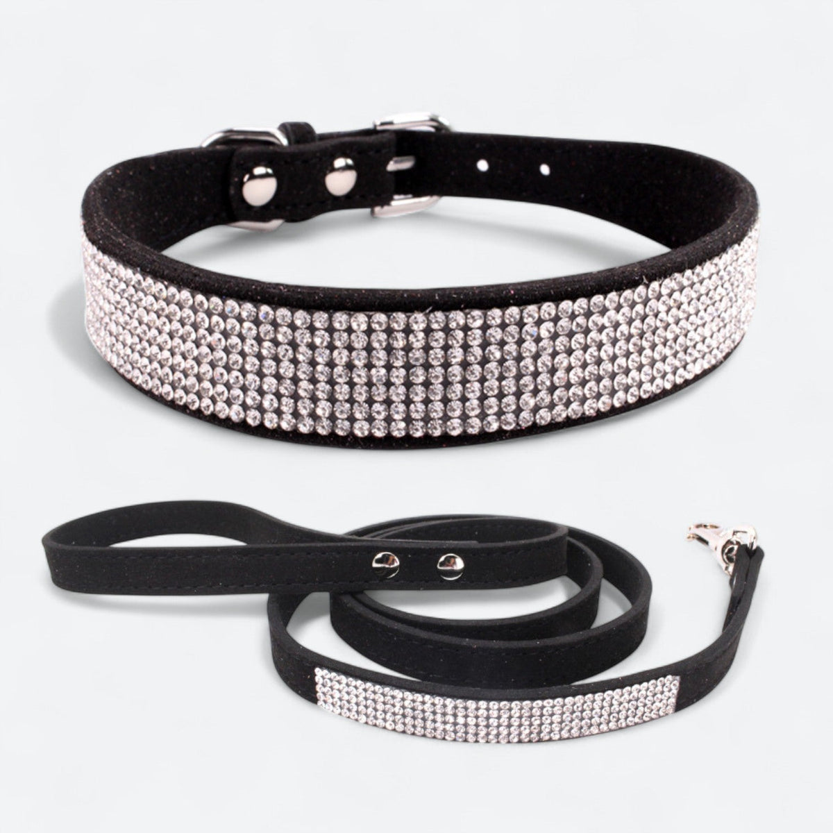 Rhinestone dog collar and leash set