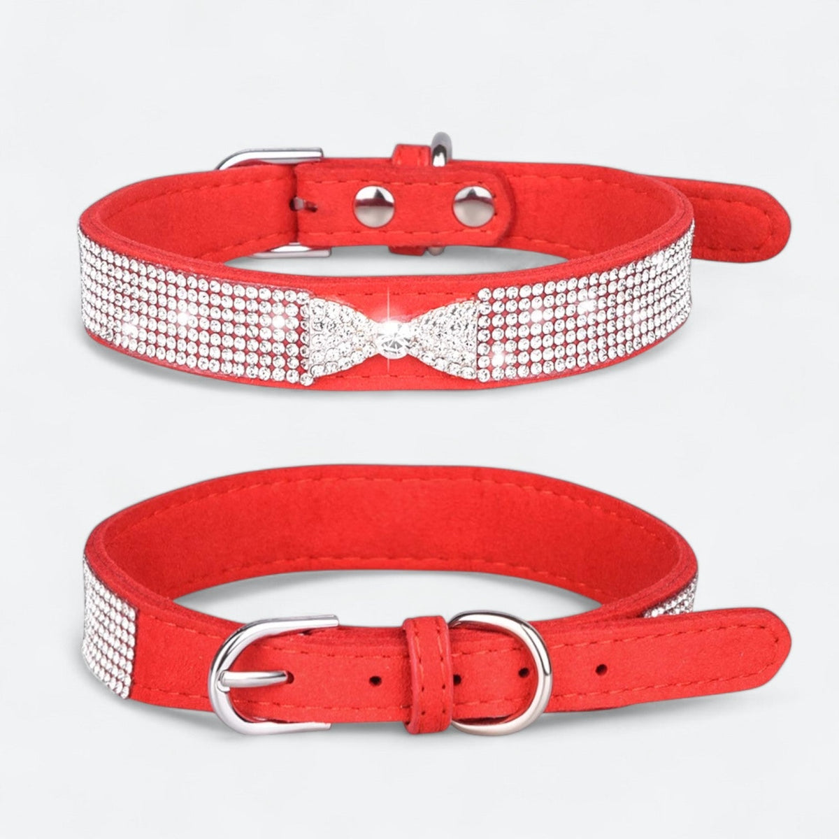Luxury bow dog collar and leash set