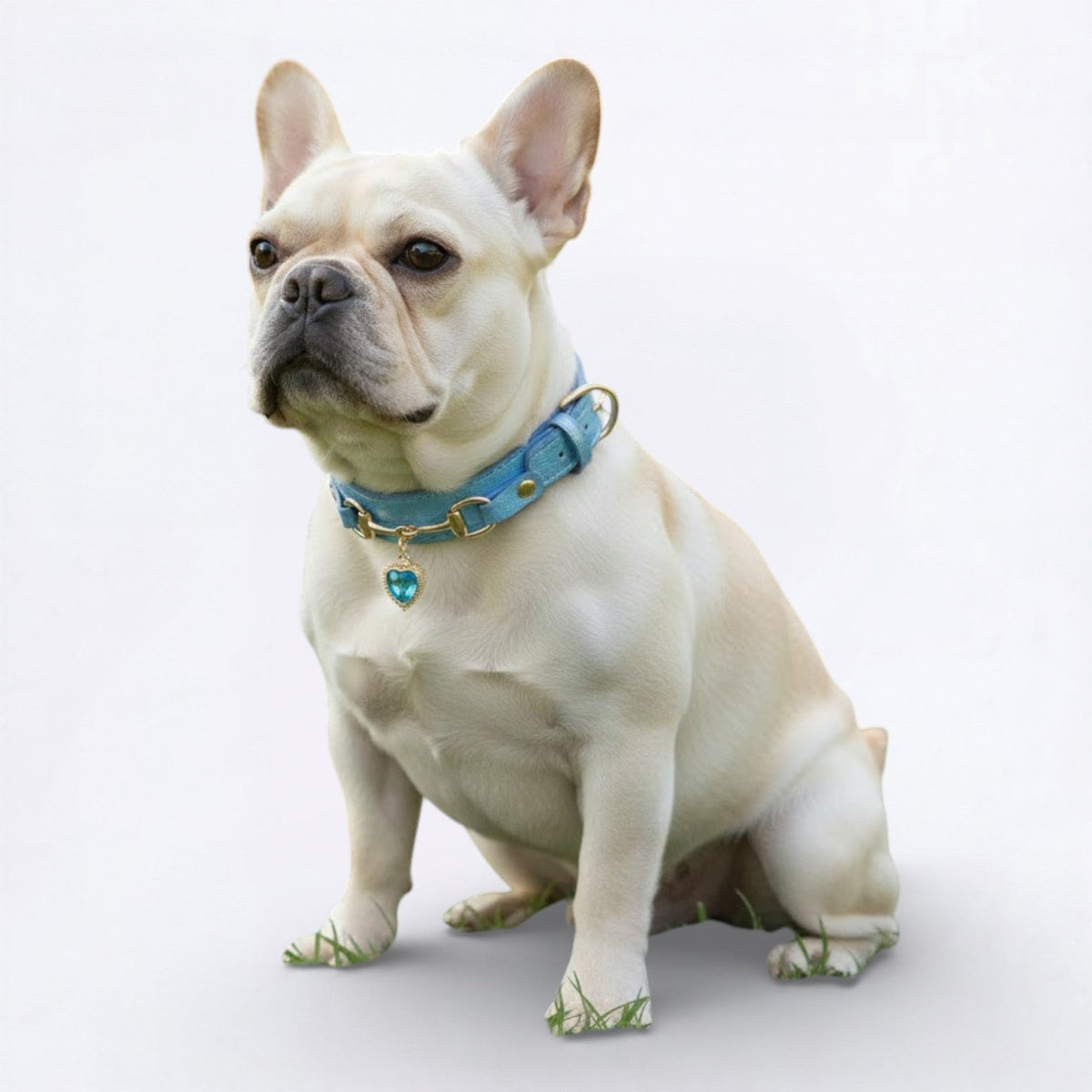 PU leather dog collar with crystal heart