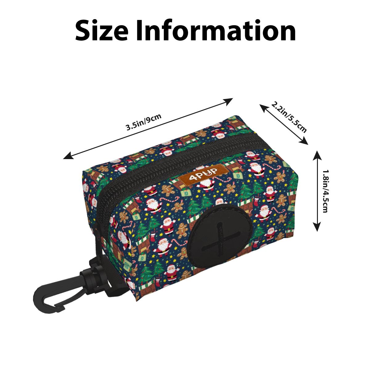 Maggie Dog Poop Bag Holder size info