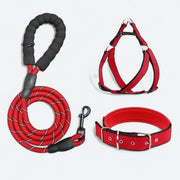 Reflective dog harness, collar and leash set