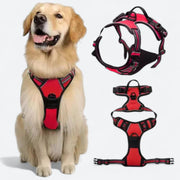 Reflective dog harness and leash set with handle