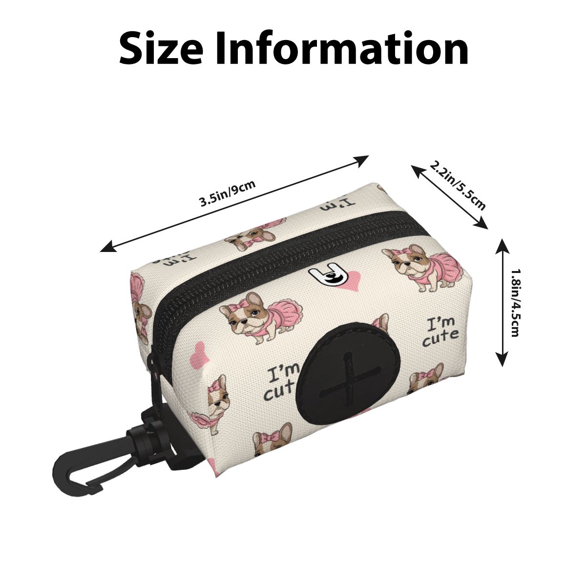Rocky' Dog Poop Bag Holder size info