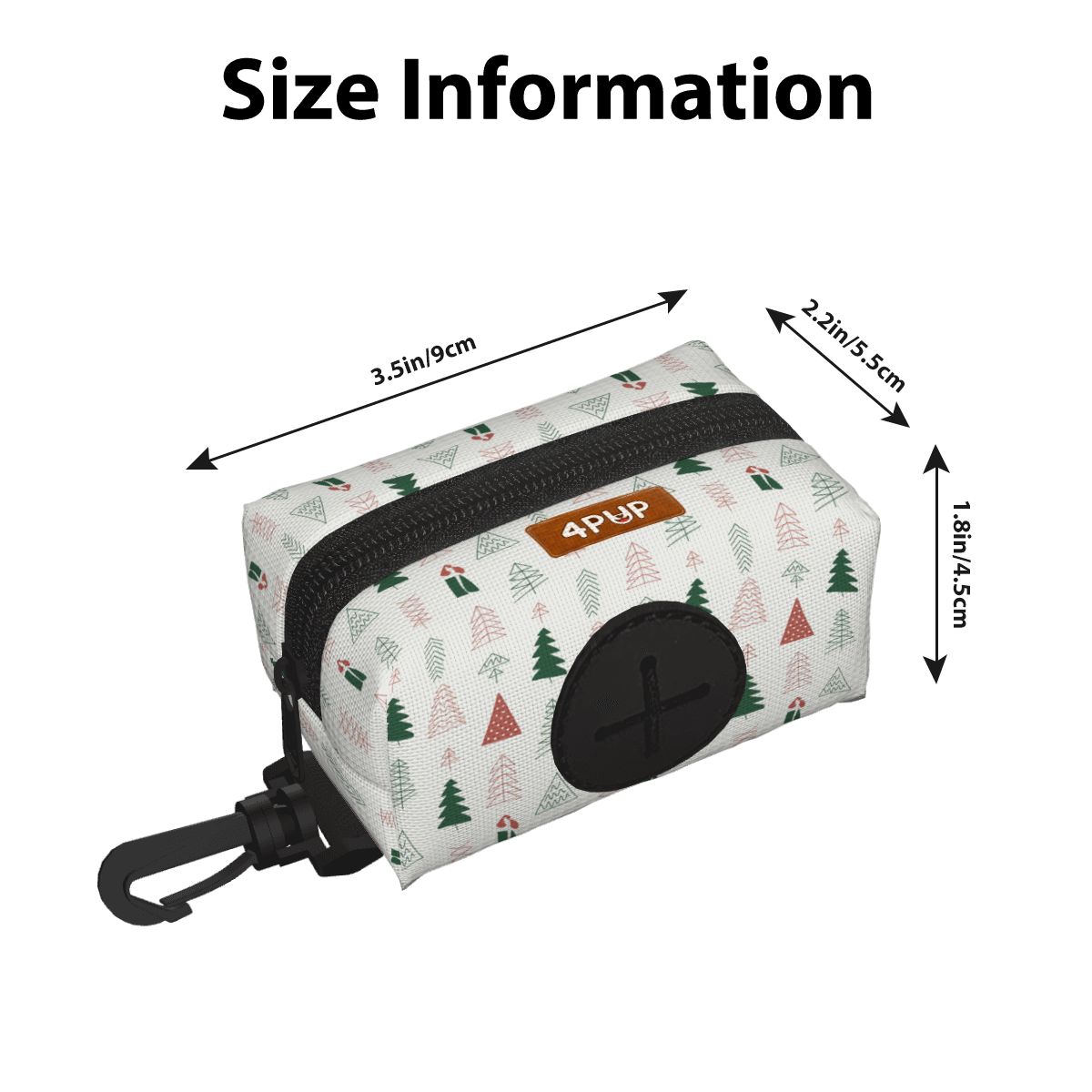 Rusty Dog Poop Bag Holder size info