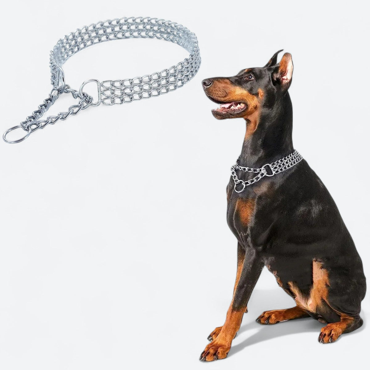 Triple Cuban chain dog collar