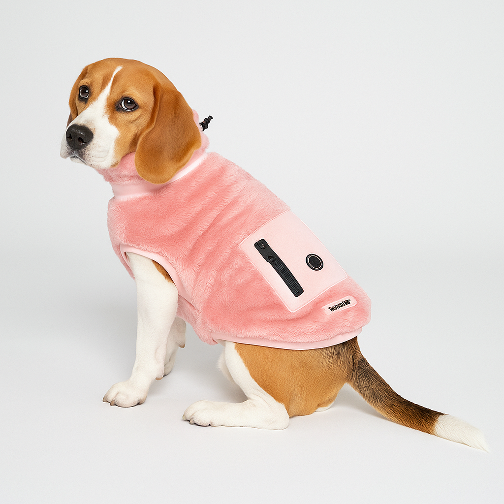 Dog wearing an ultra-soft fleece jacket