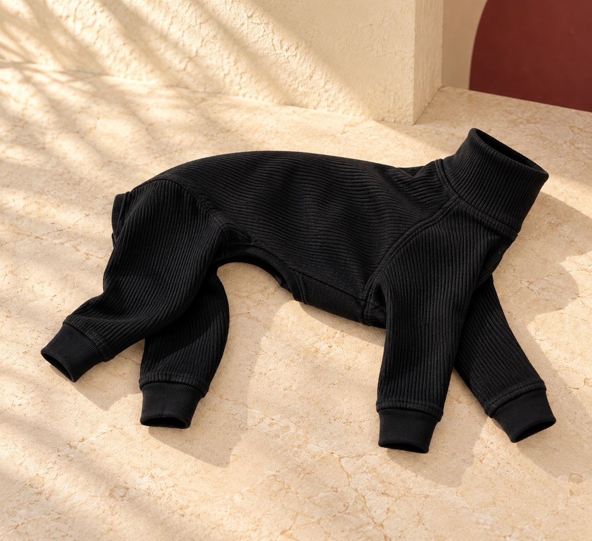 Black Cotton Four-Leg Iggy Onesie, garment detail