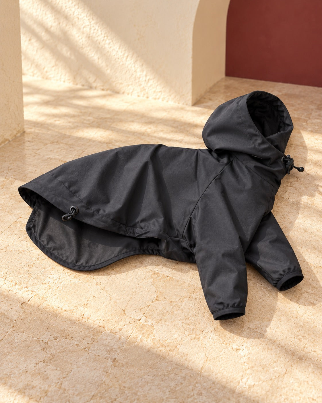 Black Hooded Iggy Anorak in Black, garment detail
