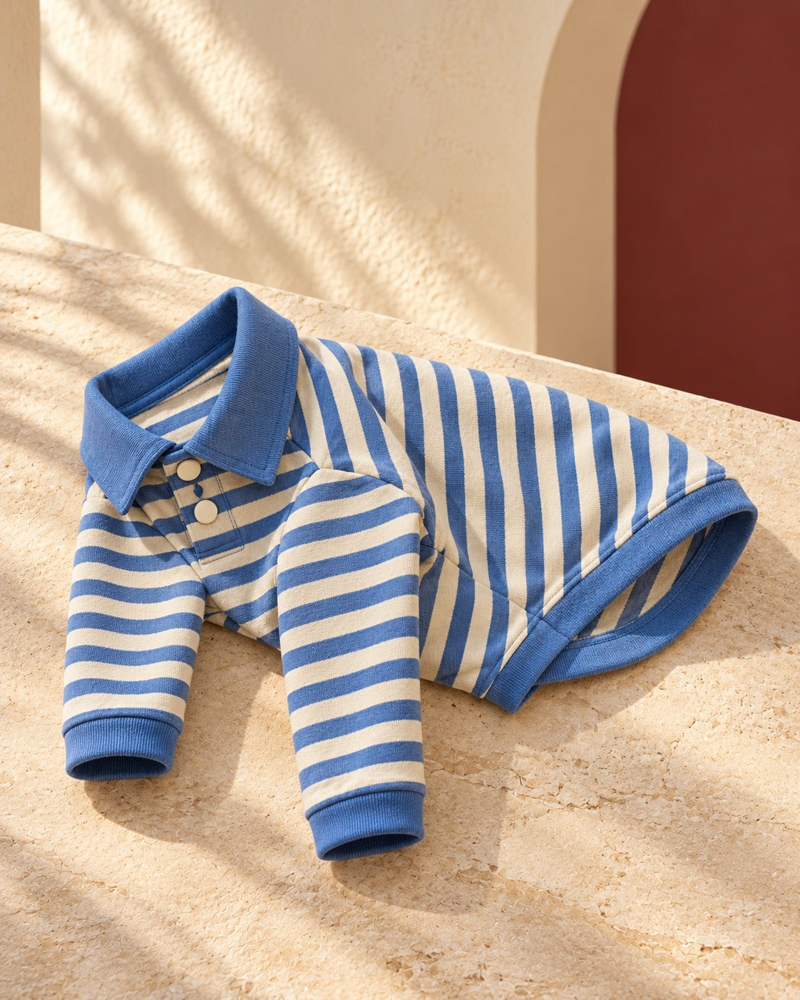 Blue Stripe Cotton Iggy Polo, garment detail