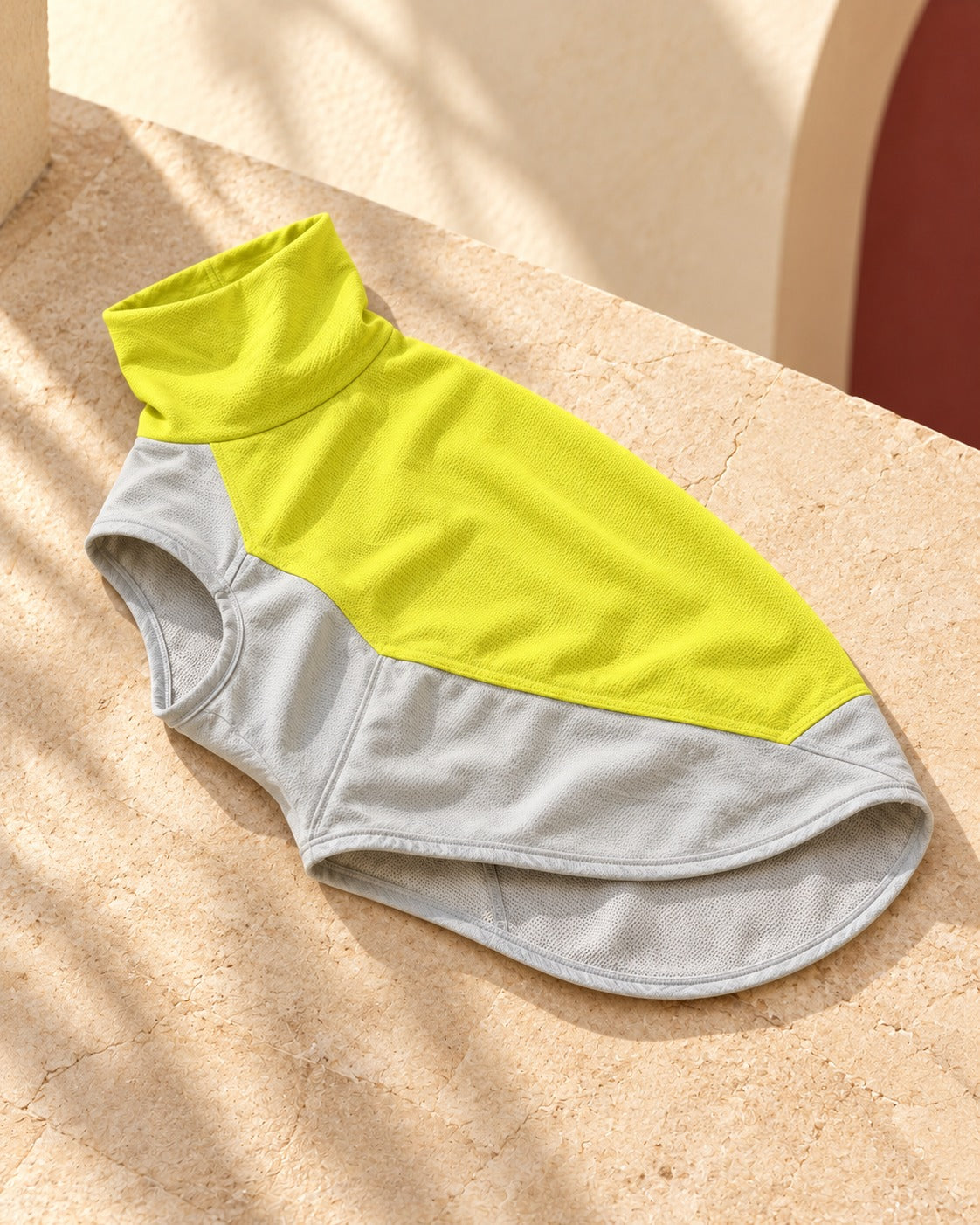 Colourblock Sleeveless Iggy Summer Top in Neon Yellow, garment detail