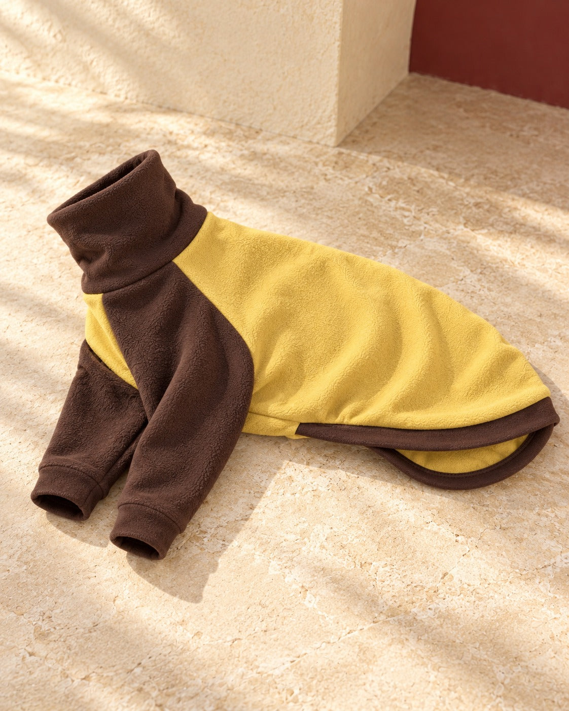 Gold & Brown Iggy Turtleneck Top in Gold, garment detail
