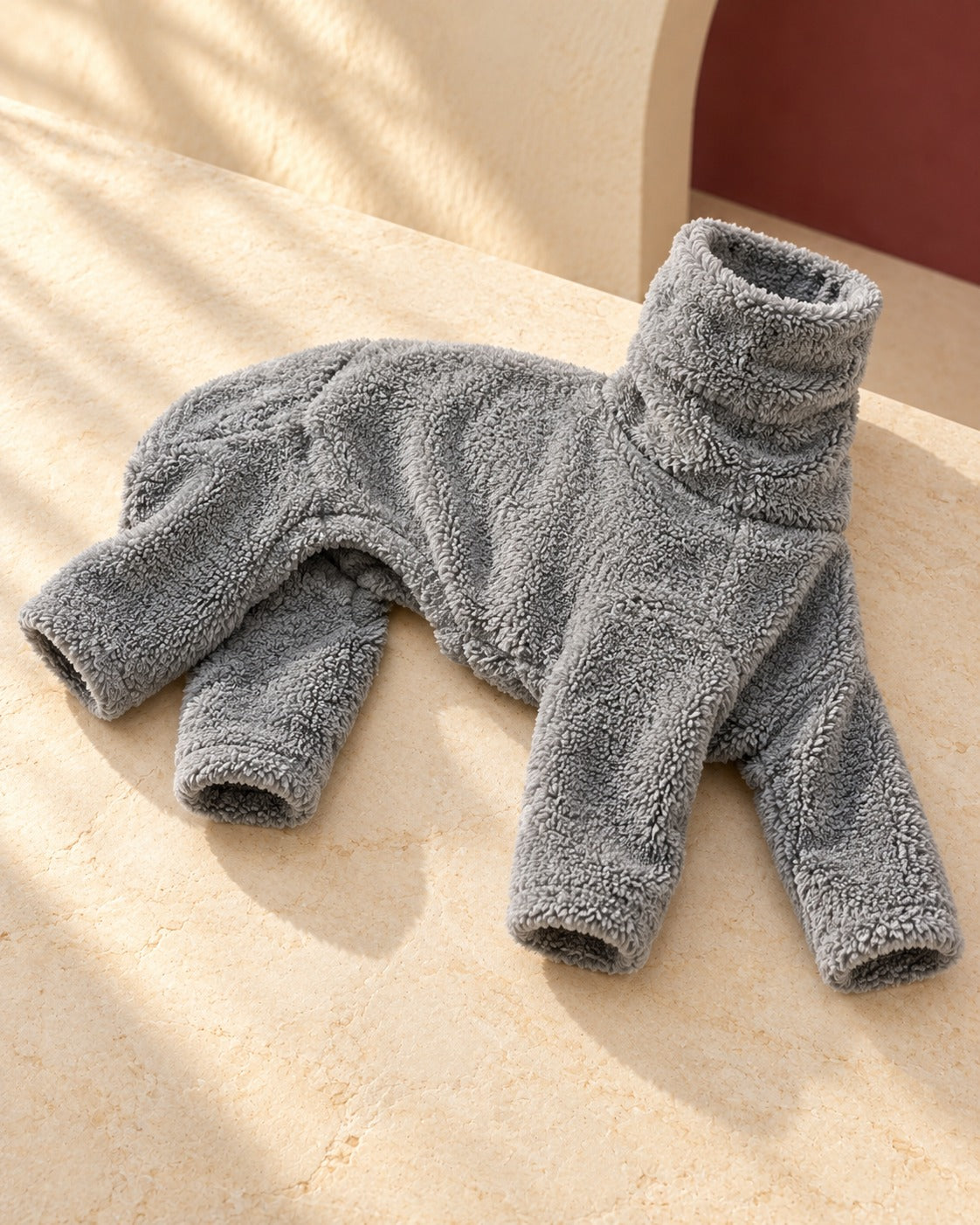 Grey Teddy Fleece Iggy Onesie, garment detail