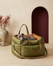 Italian Greyhound in the Iggy Grey portable car seat bed