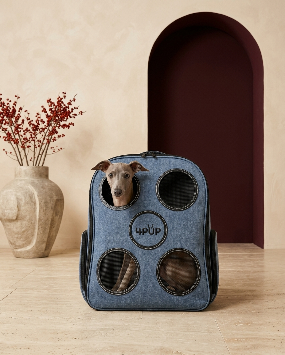Italian Greyhound in the Iggy Grey ventilated backpack carrier