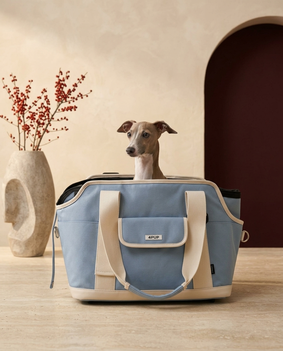 Italian Greyhound in the Iggy Grey canvas outing backpack carrier