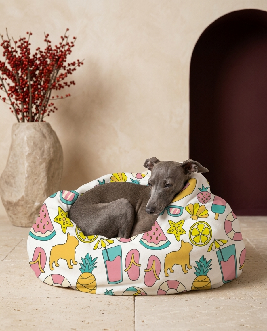 Italian Greyhound wrapped in the Iggy Grey cozy blanket