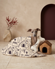 Italian Greyhound wrapped in the Iggy Grey cozy blanket