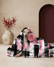 Italian Greyhound wrapped in the Iggy Grey cozy blanket
