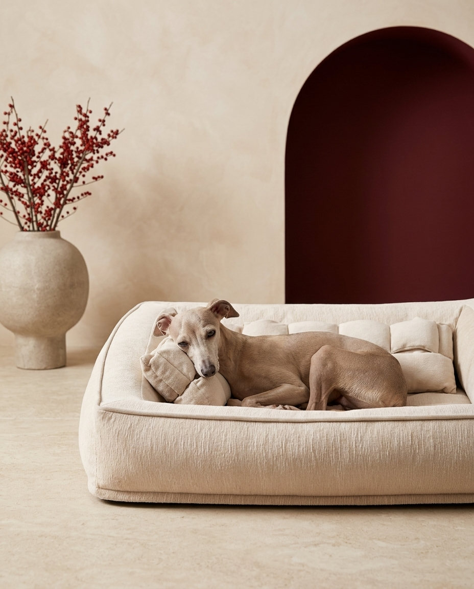 Italian Greyhound in the Iggy Grey premium orthopedic pillow bed