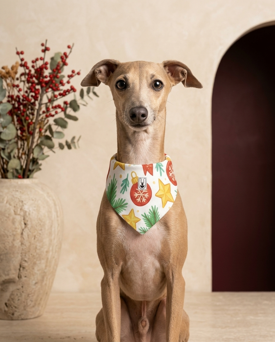 Italian Greyhound wearing the Iggy Grey stylish bandana