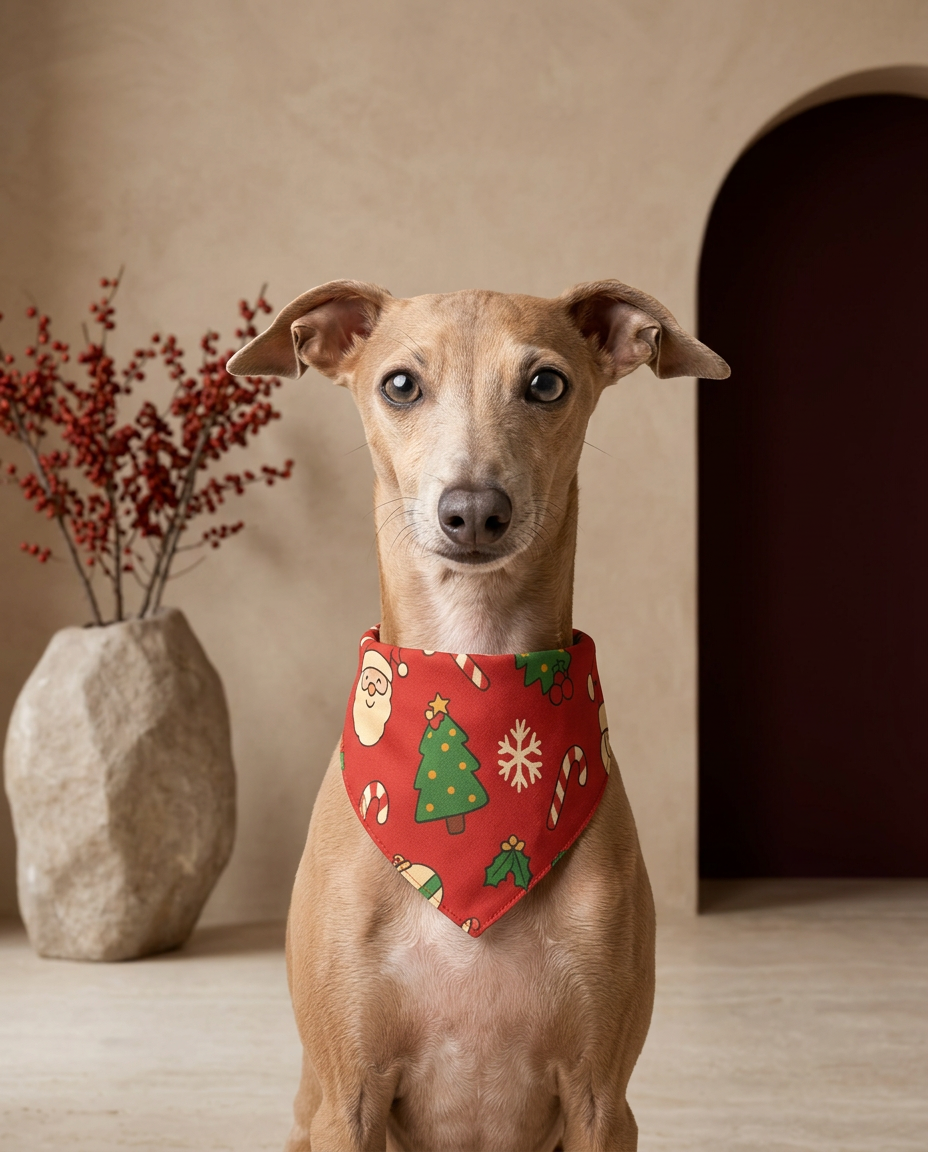 Italian Greyhound wearing the Iggy Grey stylish bandana