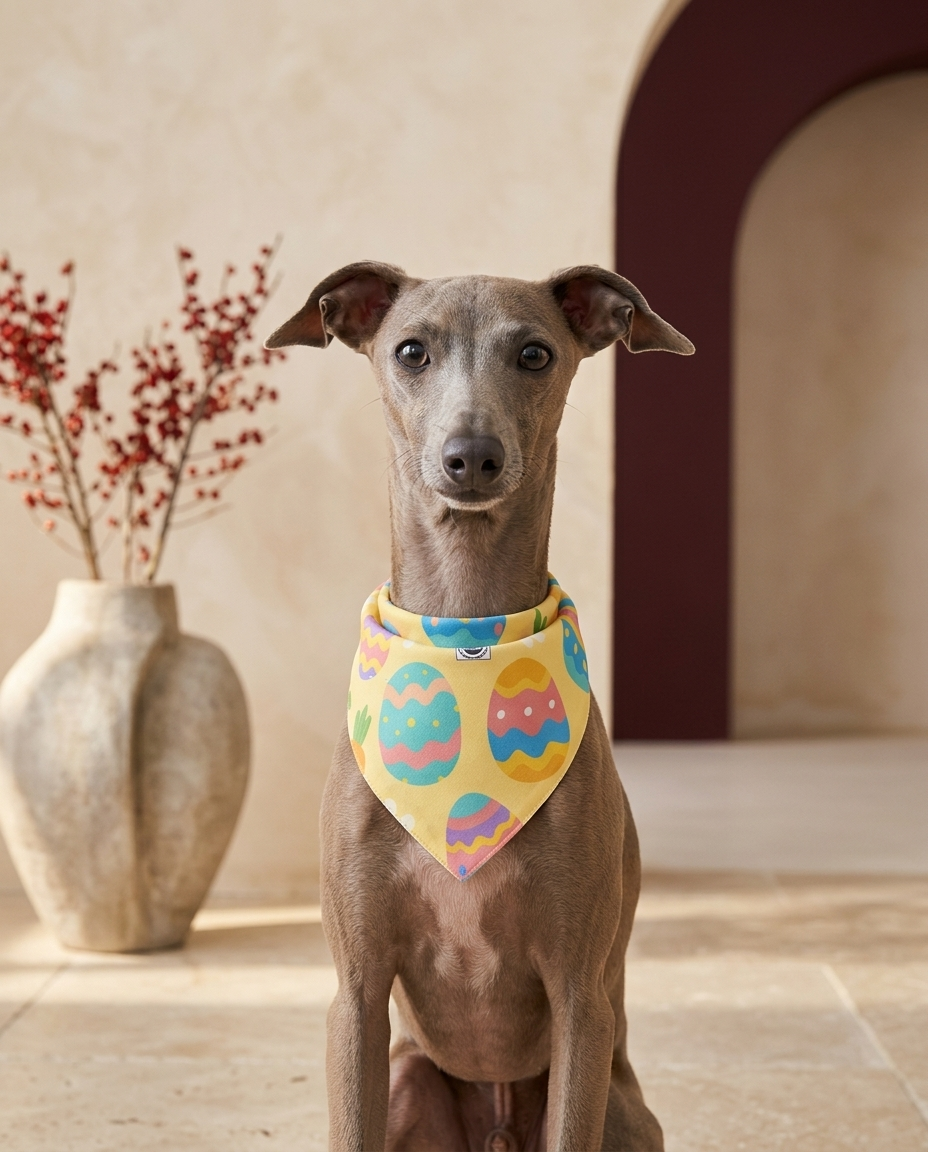 Italian Greyhound wearing the Iggy Grey stylish bandana