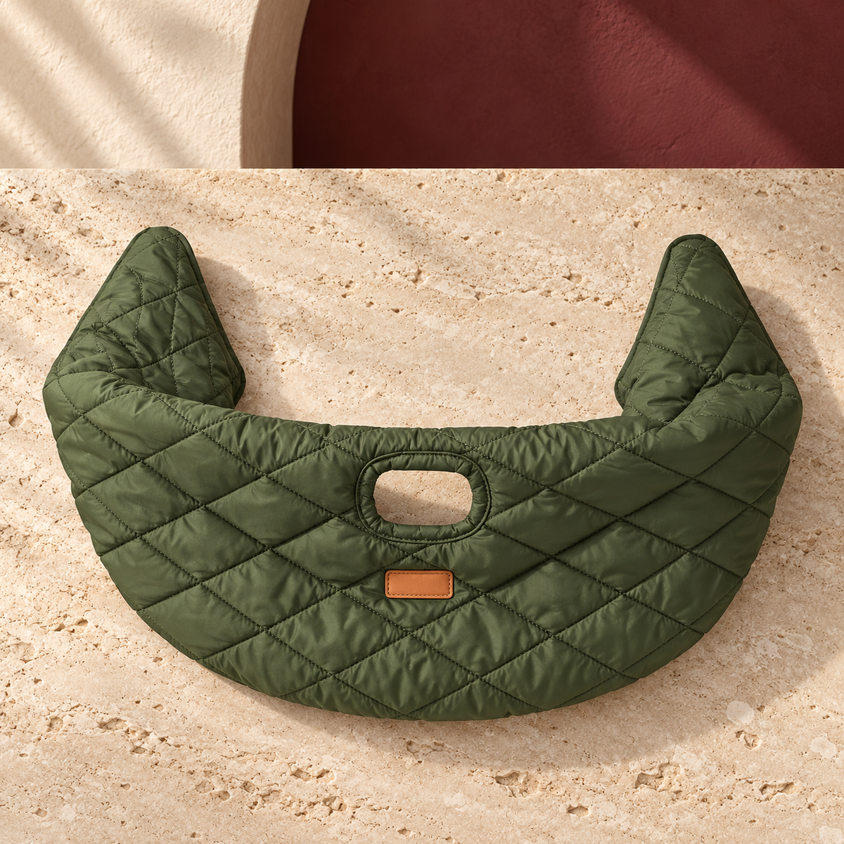 Quilted Dog Stroller Front Wrap — Army Green product view