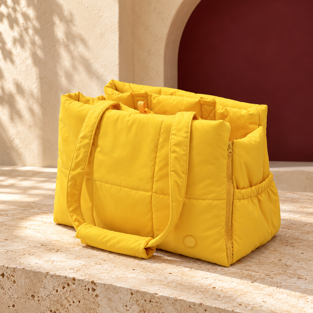 Quilted Dog Carrier Tote — Yellow product view
