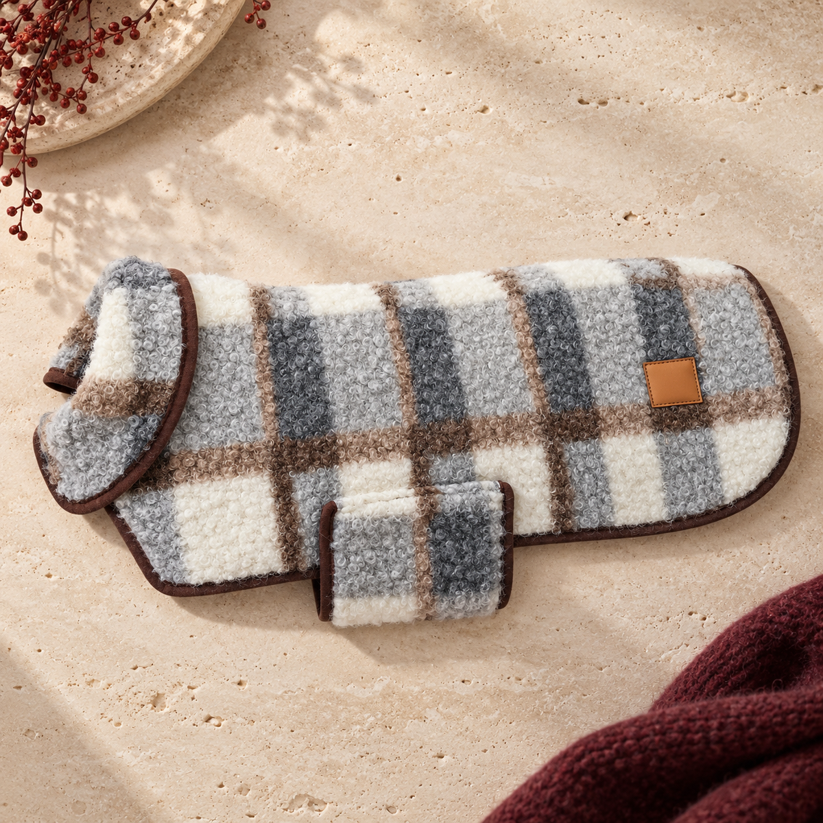 Heritage Plaid Fleece Dog Vest — Blue flat product view
