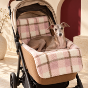 Plaid Dog Stroller Mat and Wrap Set — Pink Italian Greyhound lifestyle