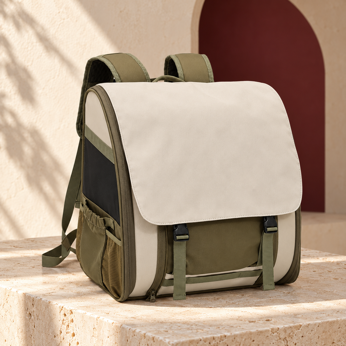 Khaki Green Dog Backpack Carrier — Khaki Green product view
