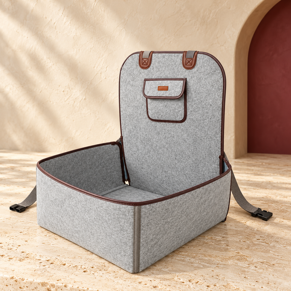 Structured Dog Car Seat Basket — Gray product view