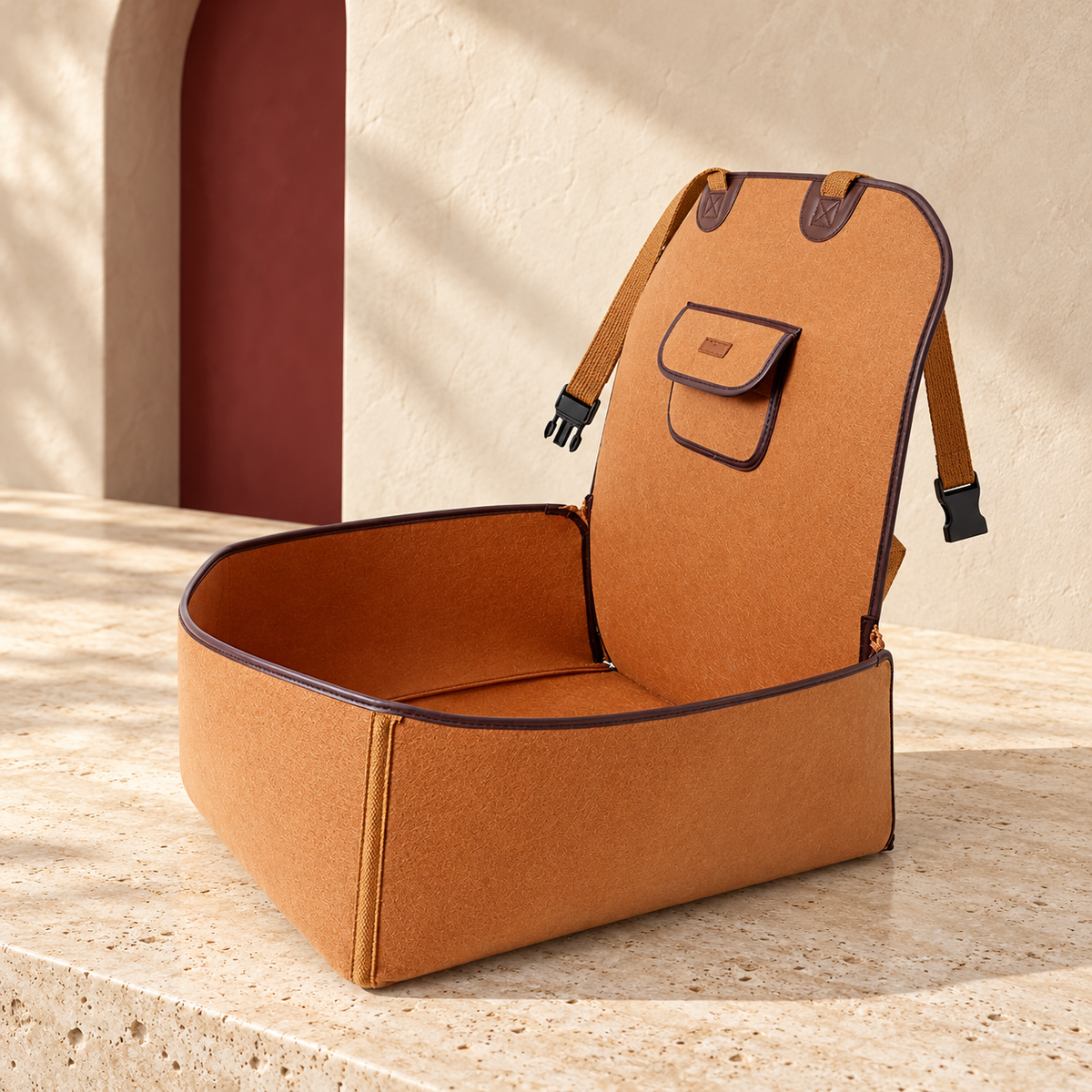 Structured Dog Car Seat Basket — Brown product view
