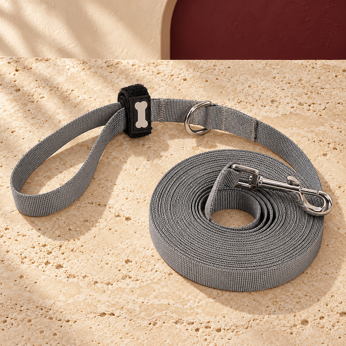 Gray Long Dog Training Leash — Gray product view