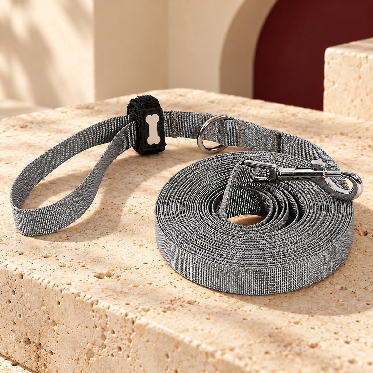 Gray Long Dog Training Leash — Gray construction close-up