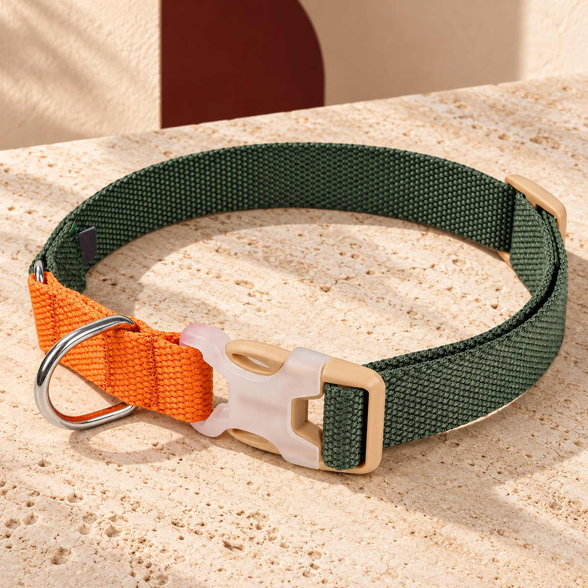Two Tone Dog Collar — Green Orange product view