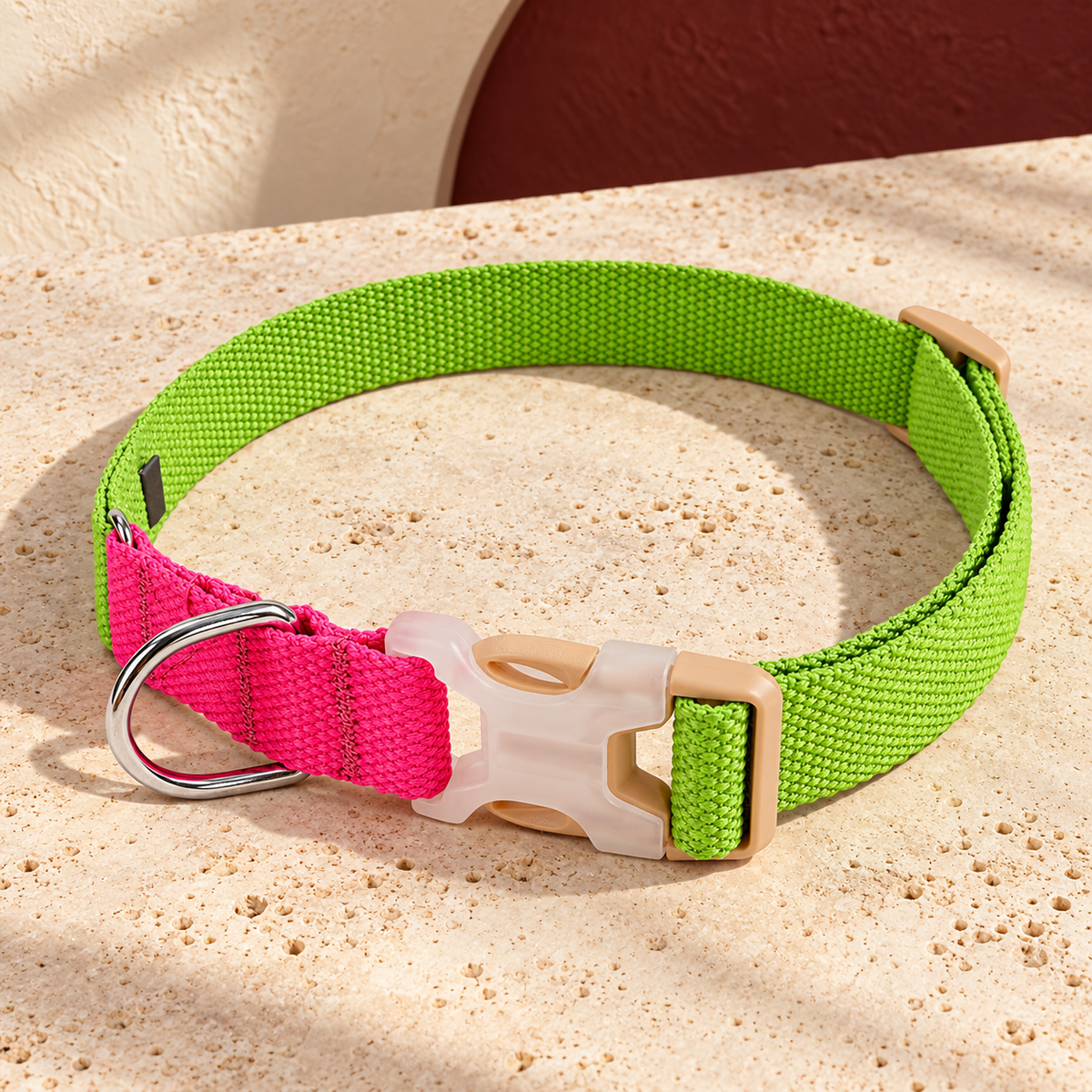 Two Tone Dog Collar — Green Magenta product view