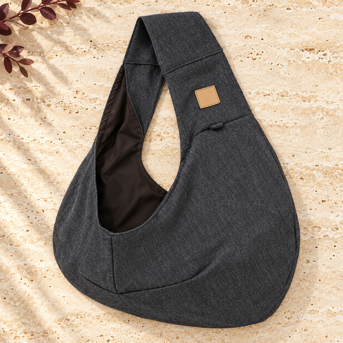 Soft Gray Dog Crossbody Sling — Charcoal Gray product view