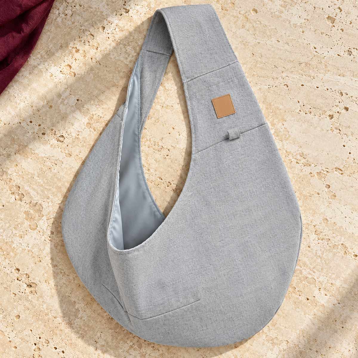 Soft Gray Dog Crossbody Sling — Smoke Gray product view