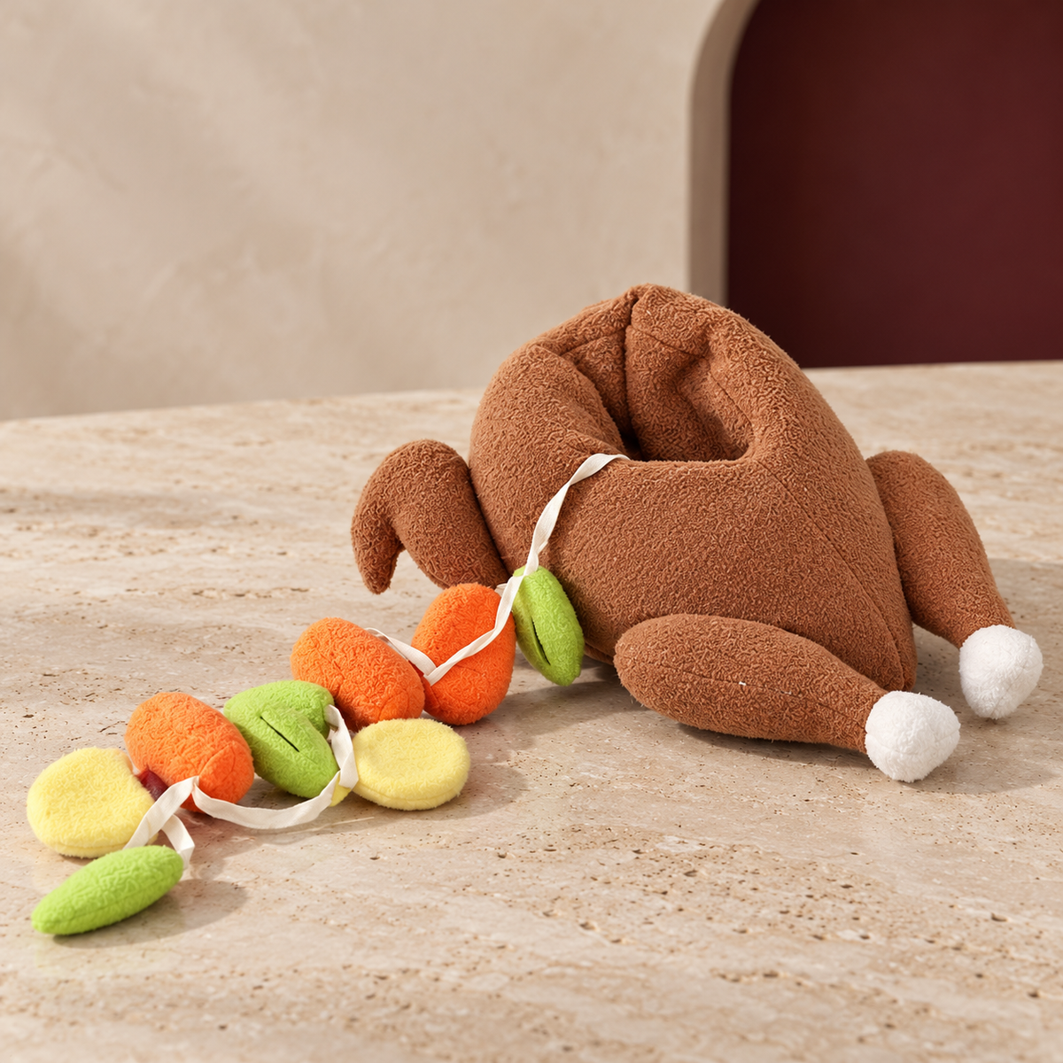 Roast Turkey Snuffle Dog Toy — Brown detail